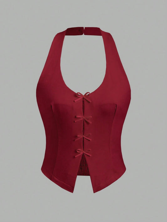 Bow Backless Halter Top