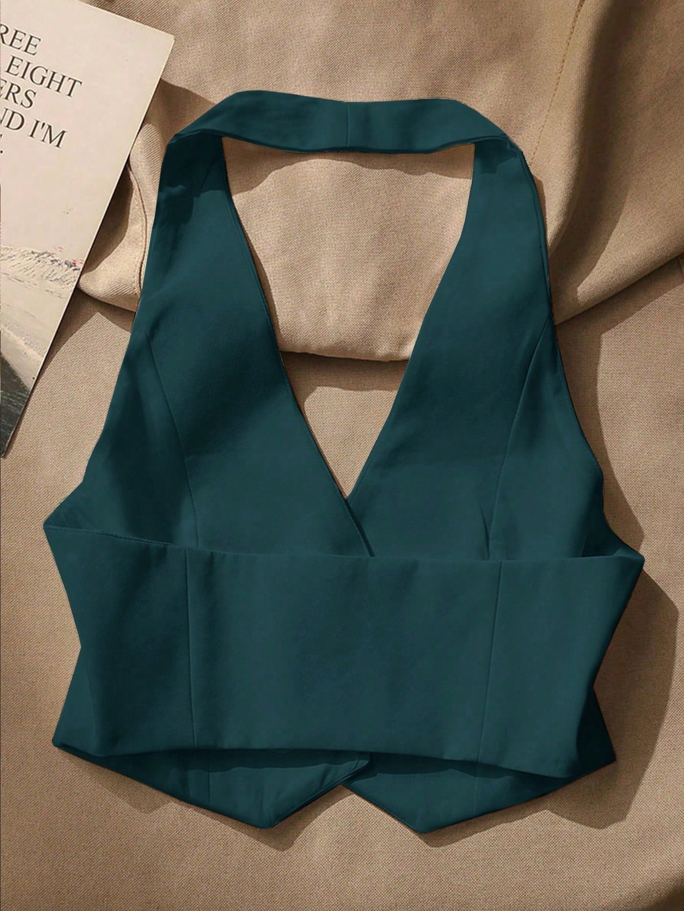 Front Button Backless Halter