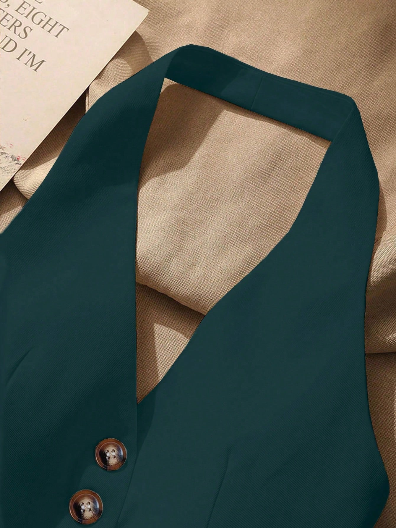 Front Button Backless Halter