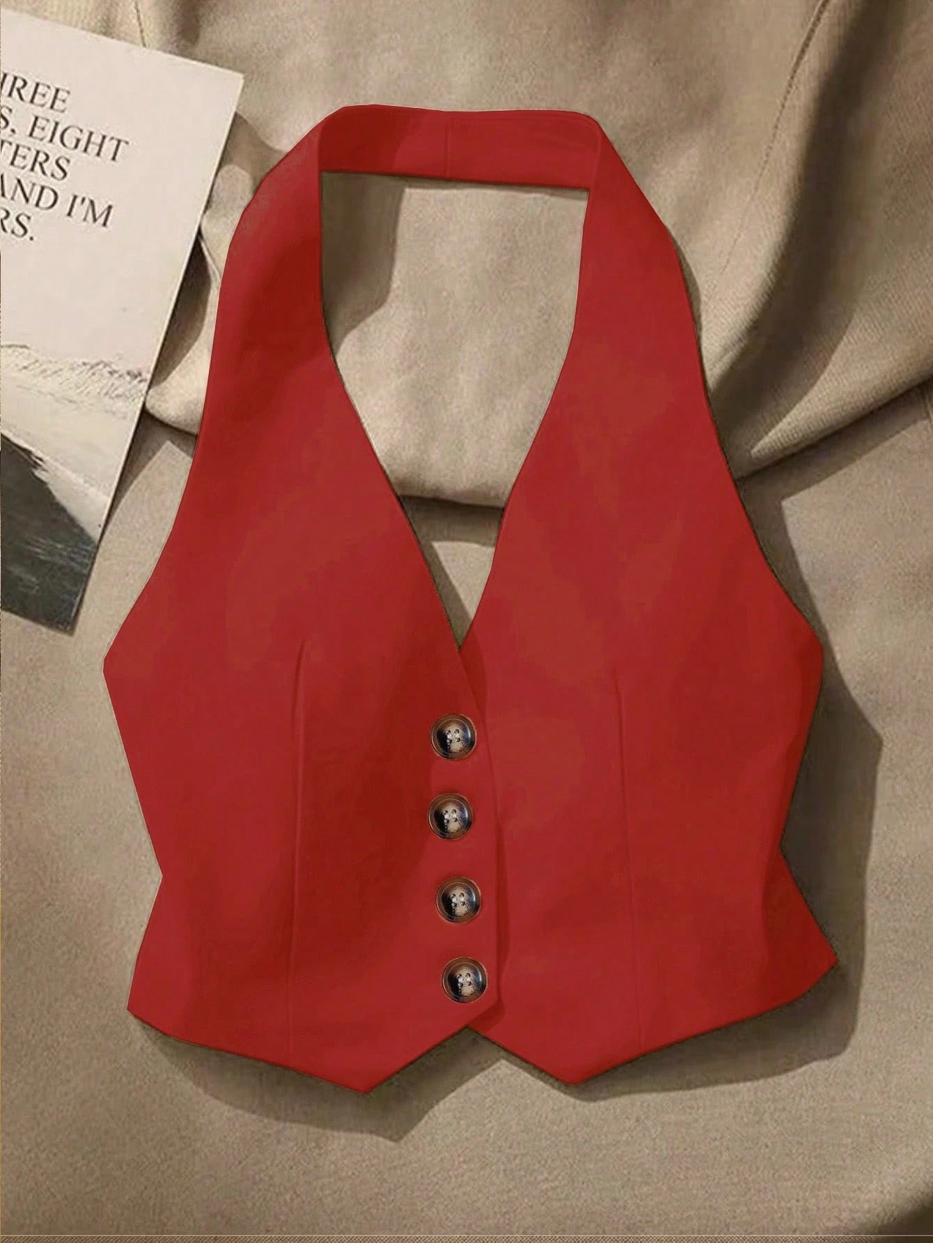 Front Button Backless Halter