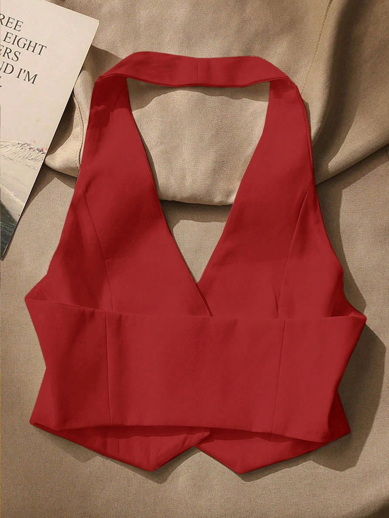 Front Button Backless Halter
