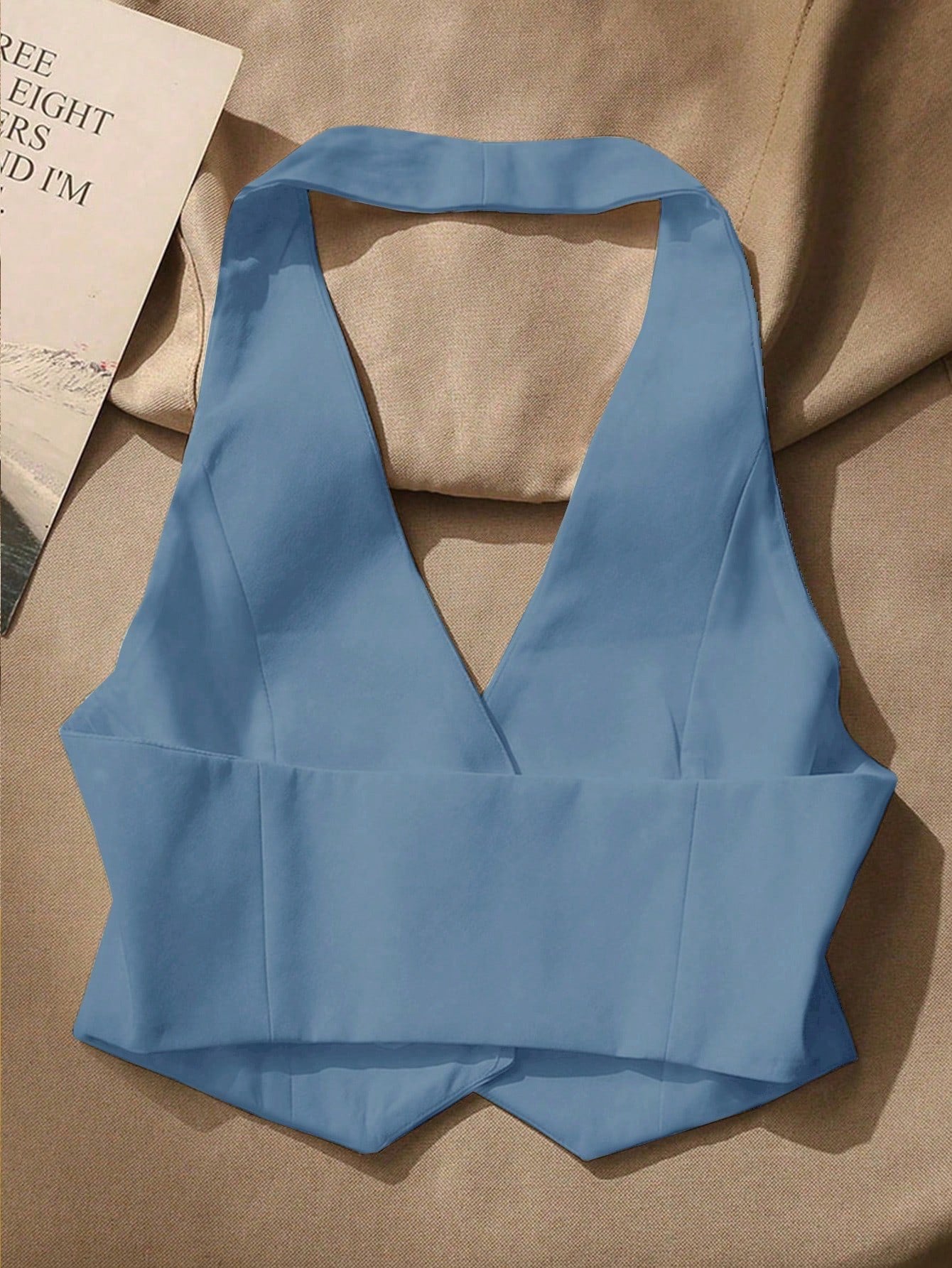 Front Button Backless Halter