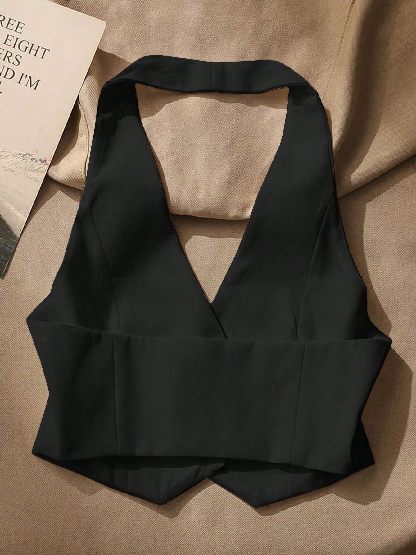 Front Button Backless Halter