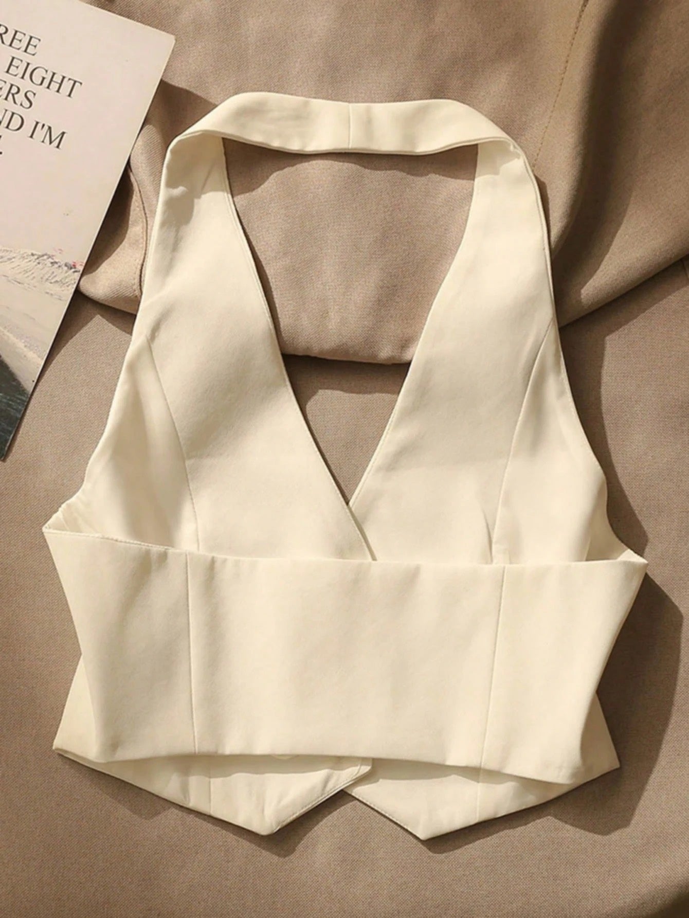 Front Button Backless Halter