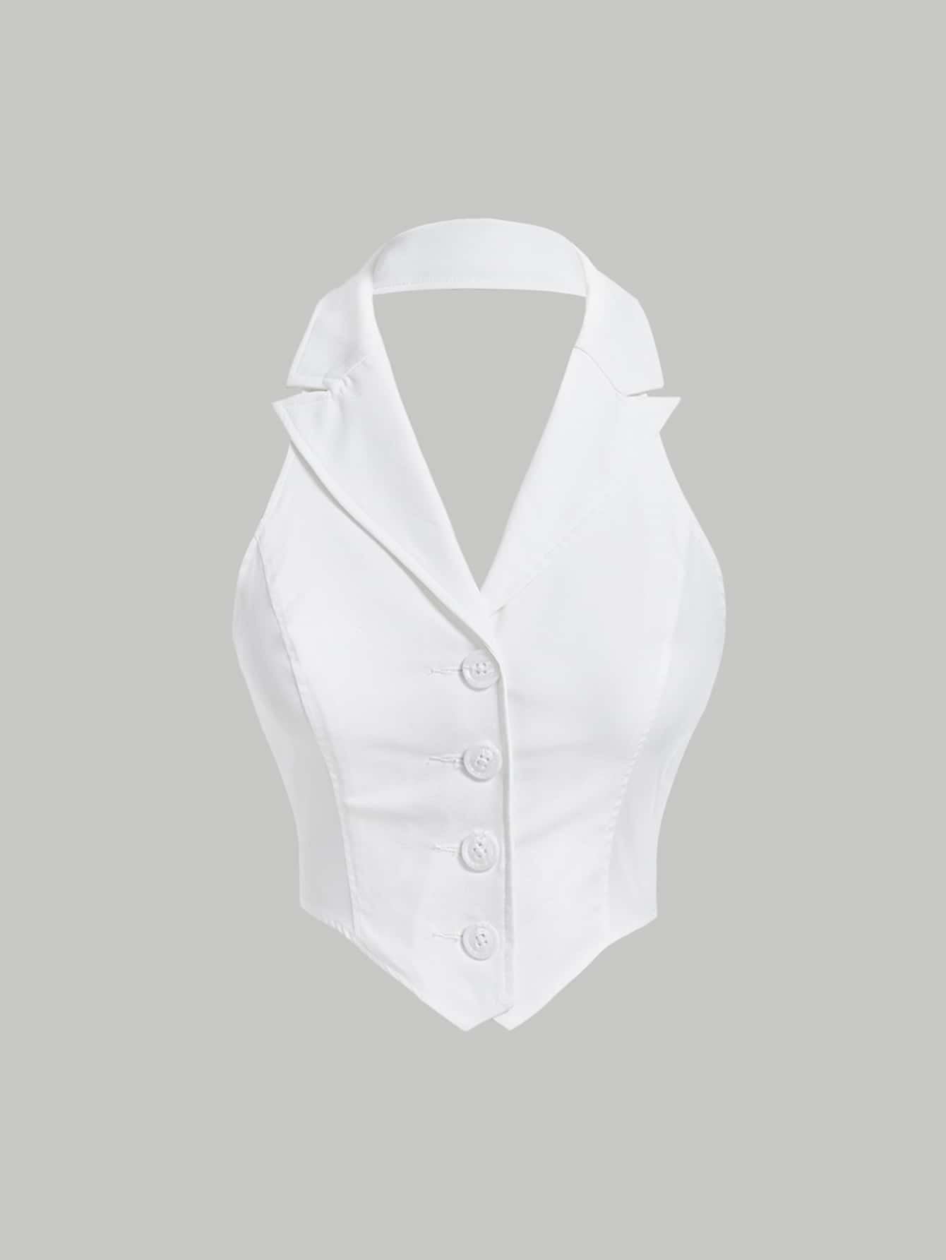Button-Front Backless Halter
