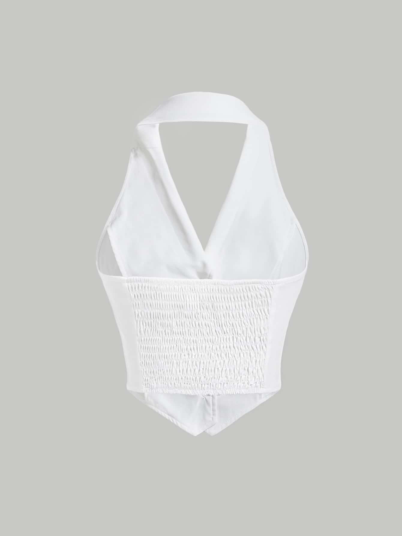 Button-Front Backless Halter