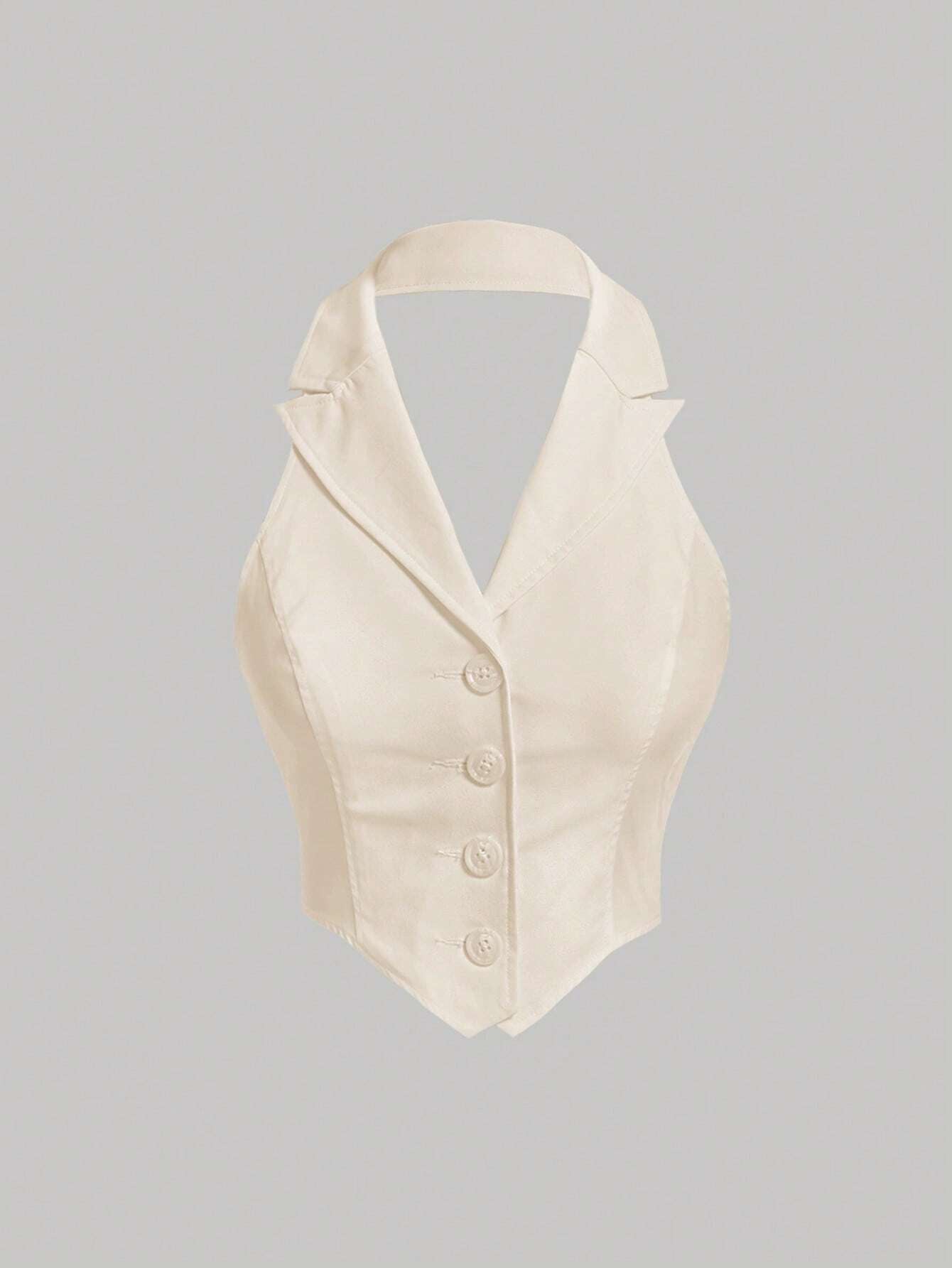 Button-Front Backless Halter