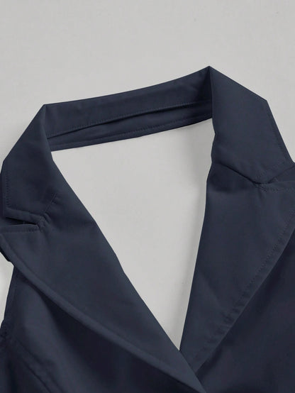 Button-Front Backless Halter