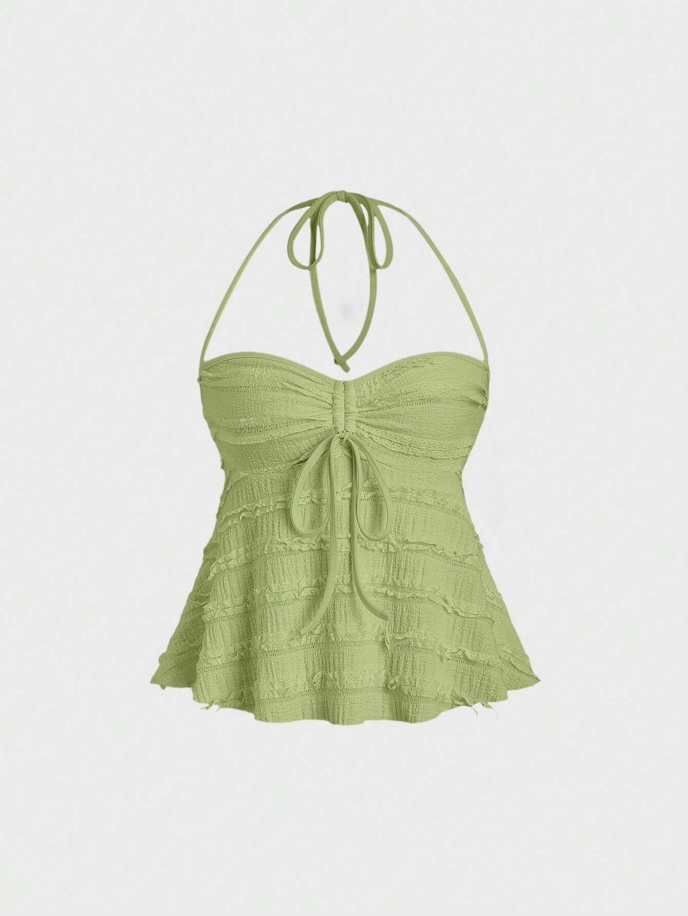 Drawstring Front Halter Top