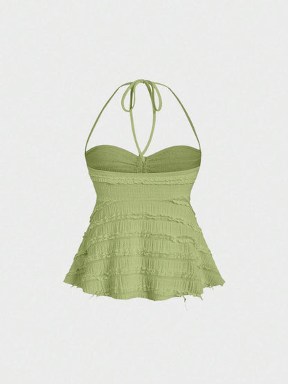 Drawstring Front Halter Top