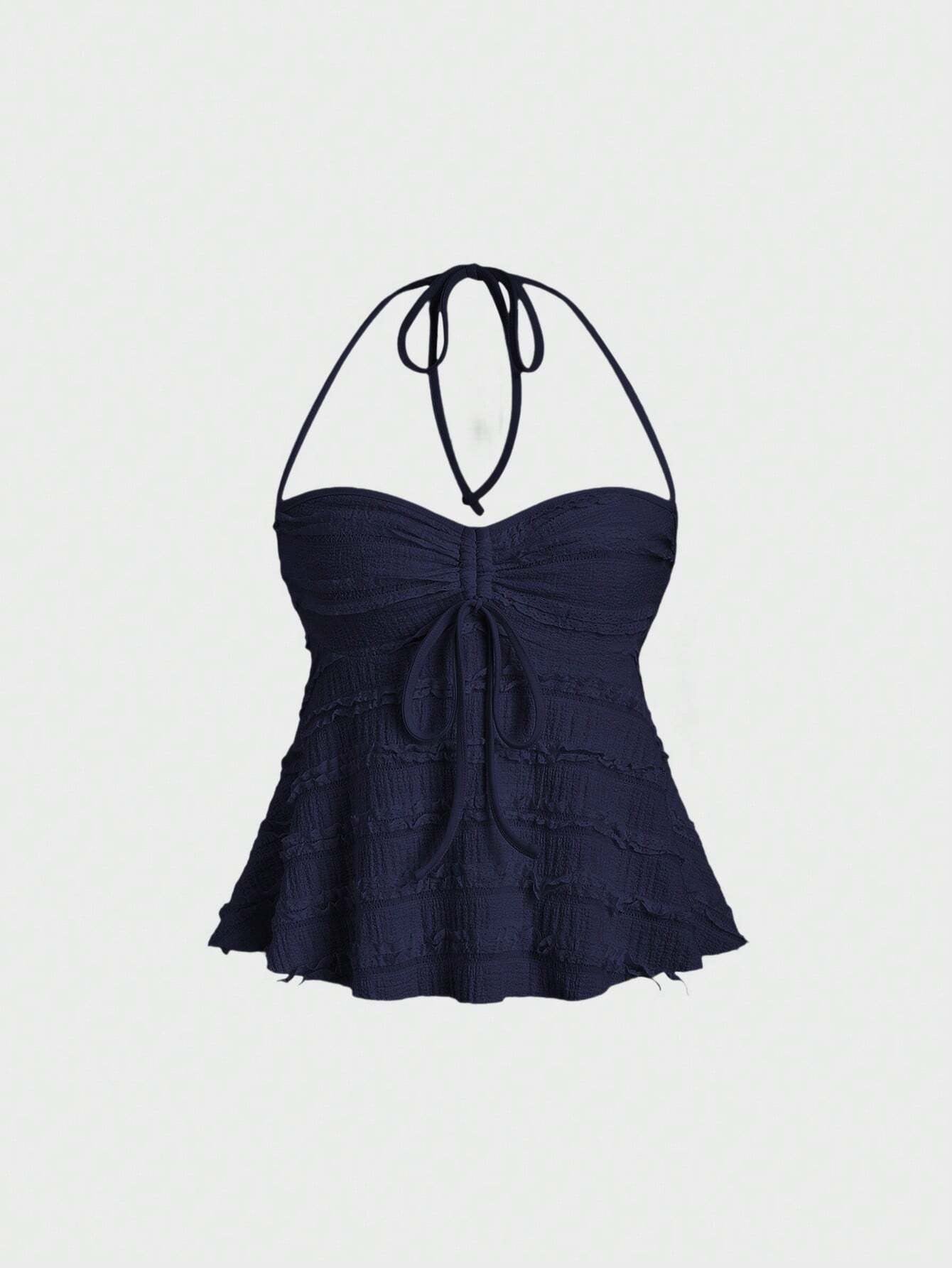 Drawstring Front Halter Top