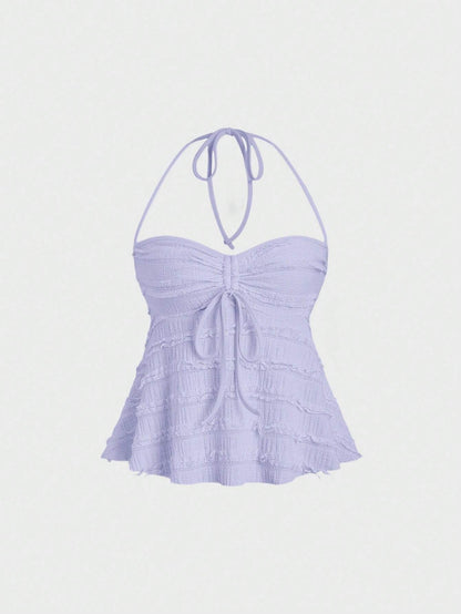 Drawstring Front Halter Top