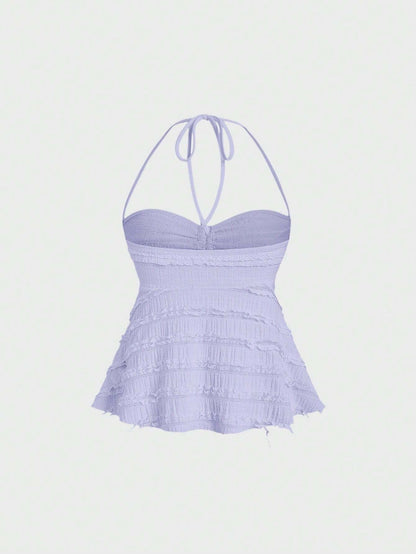 Drawstring Front Halter Top