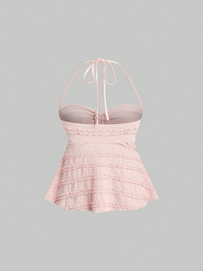Drawstring Front Halter Top