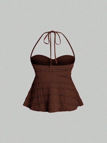 Drawstring Front Halter Top