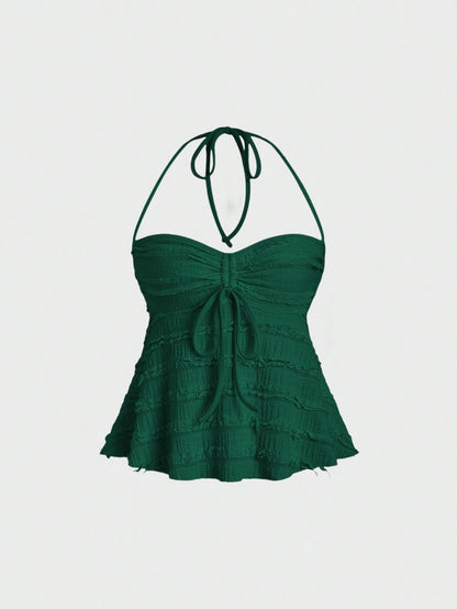 Drawstring Front Halter Top