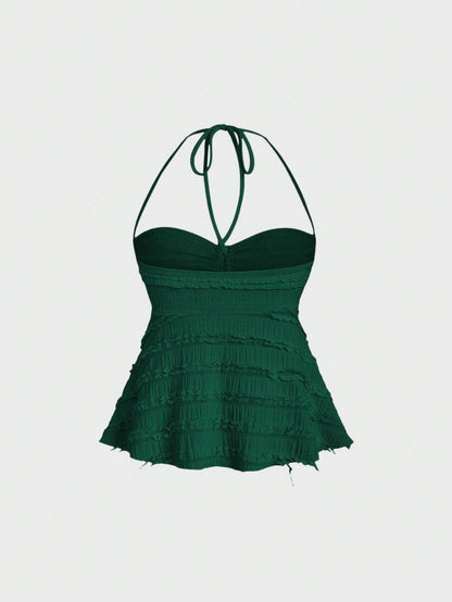 Drawstring Front Halter Top