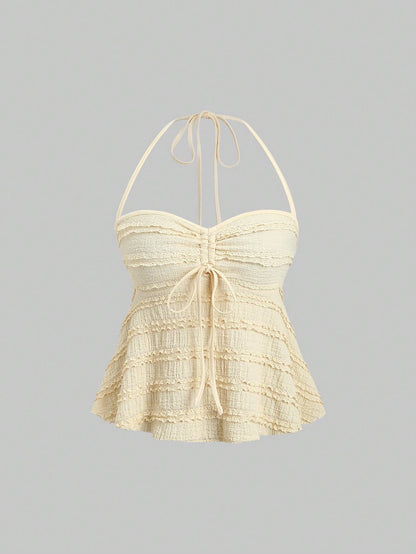 Drawstring Front Halter Top