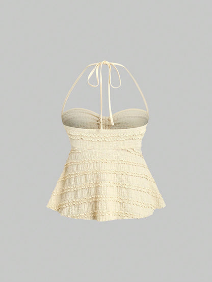 Drawstring Front Halter Top