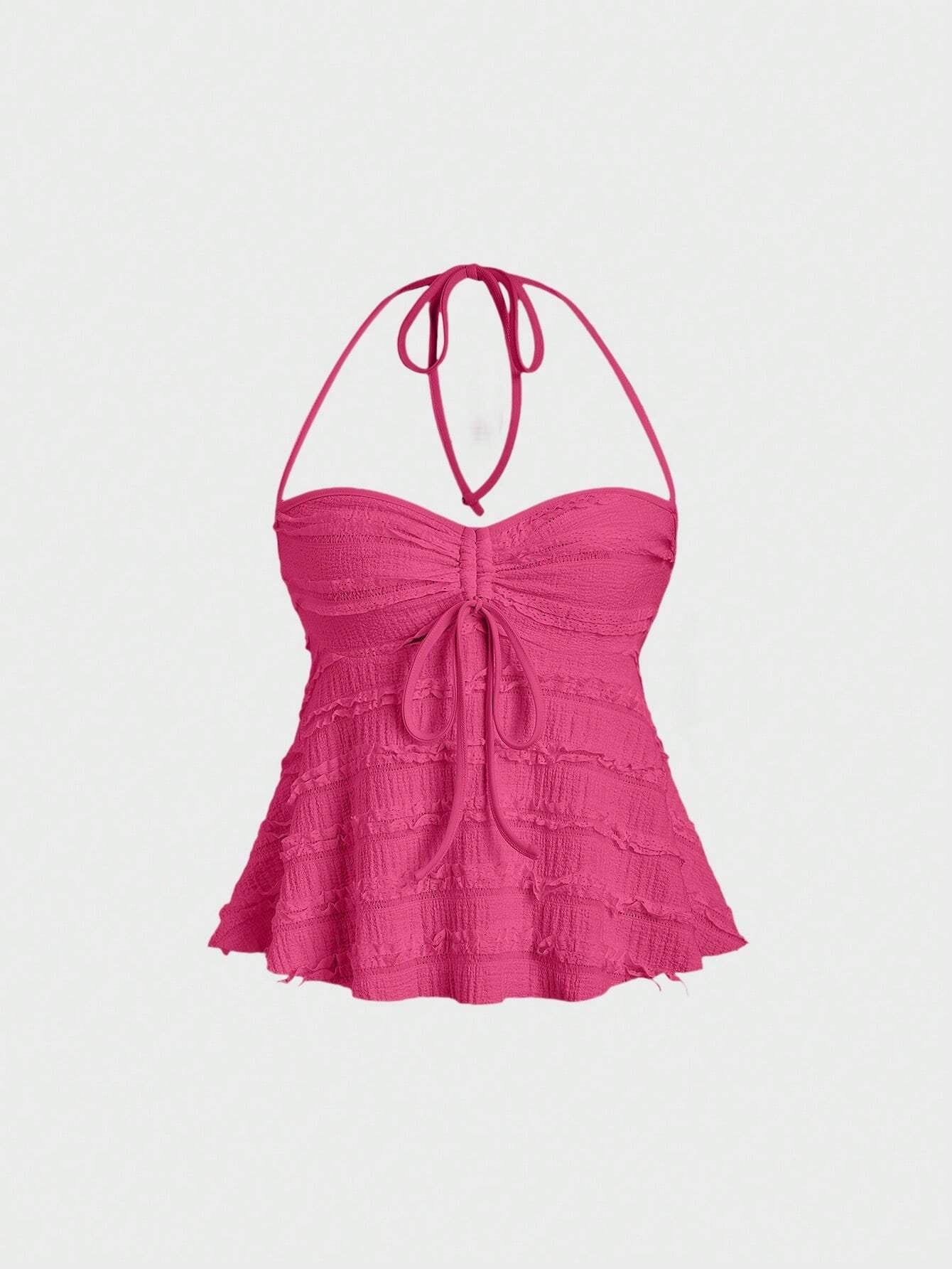 Drawstring Front Halter Top
