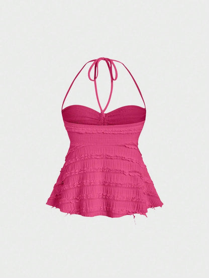 Drawstring Front Halter Top