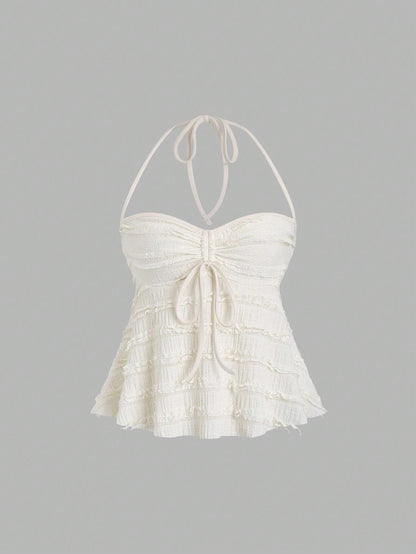 Drawstring Front Halter Top