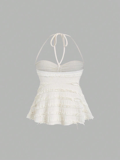 Drawstring Front Halter Top