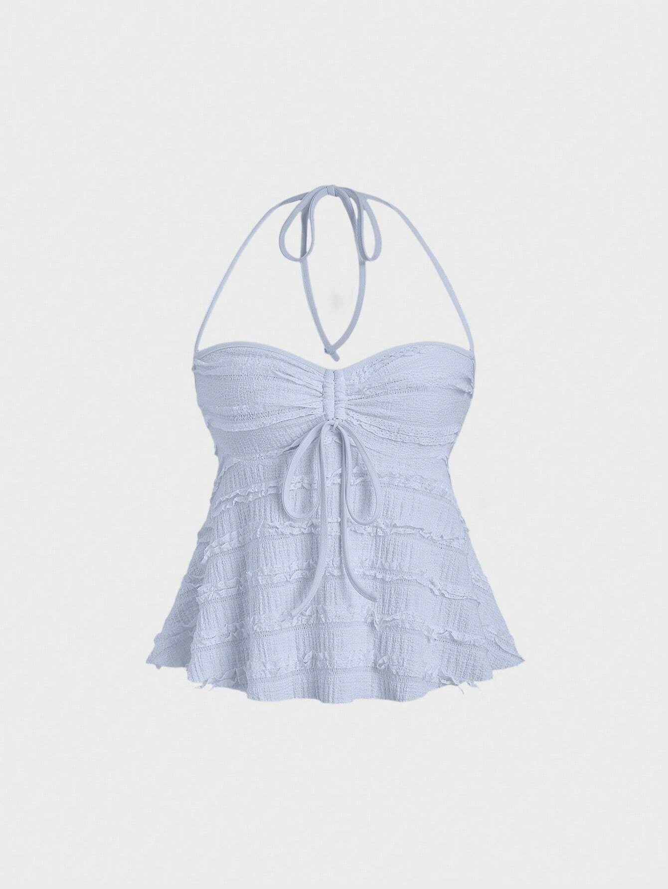 Drawstring Front Halter Top