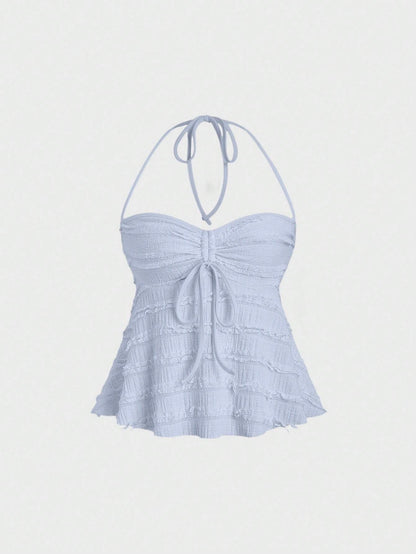 Drawstring Front Halter Top
