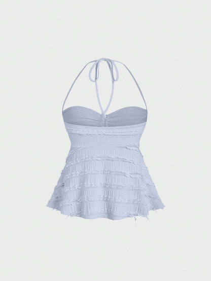 Drawstring Front Halter Top
