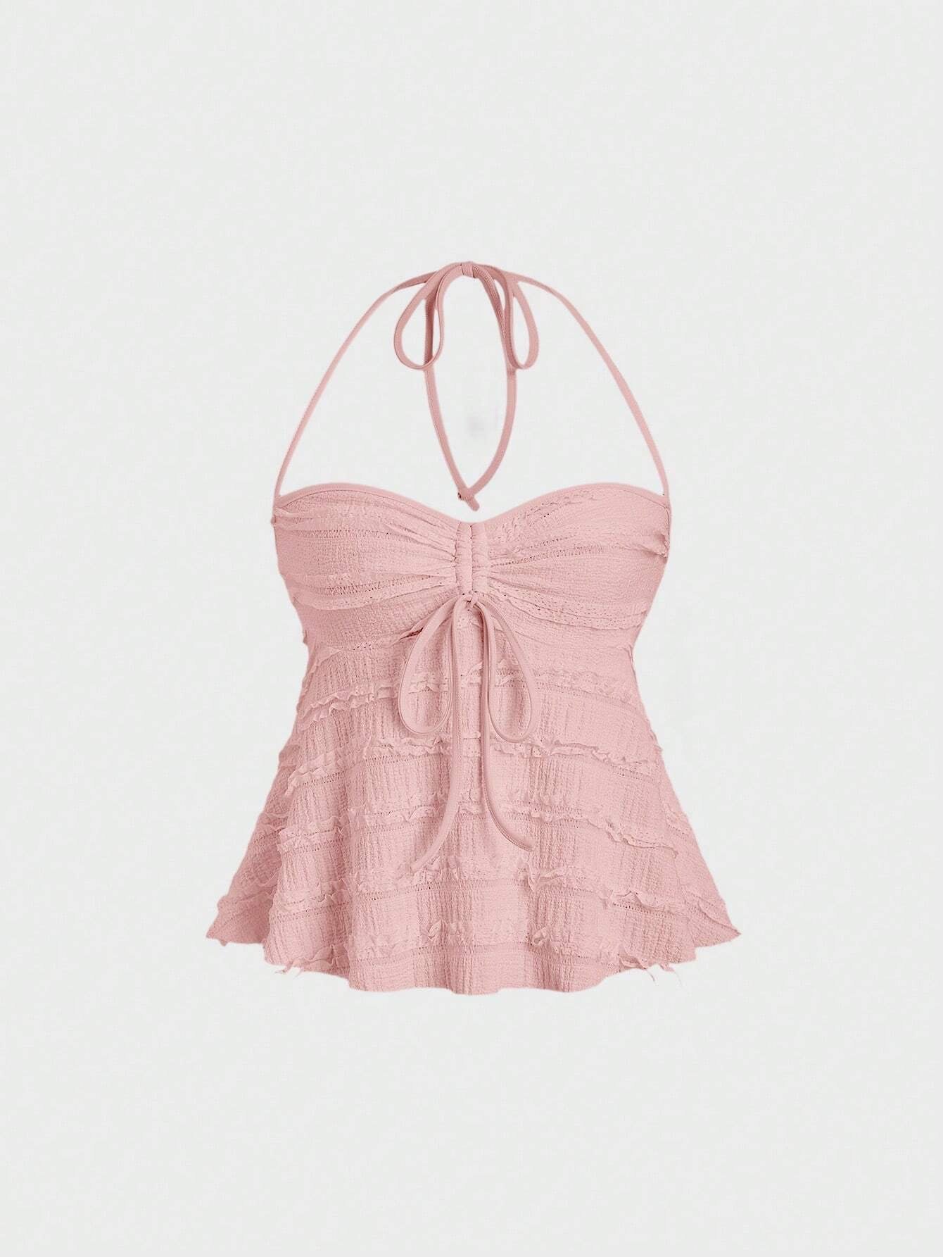 Drawstring Front Halter Top
