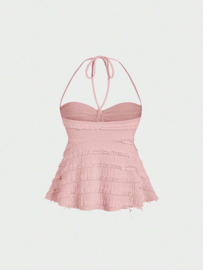 Drawstring Front Halter Top