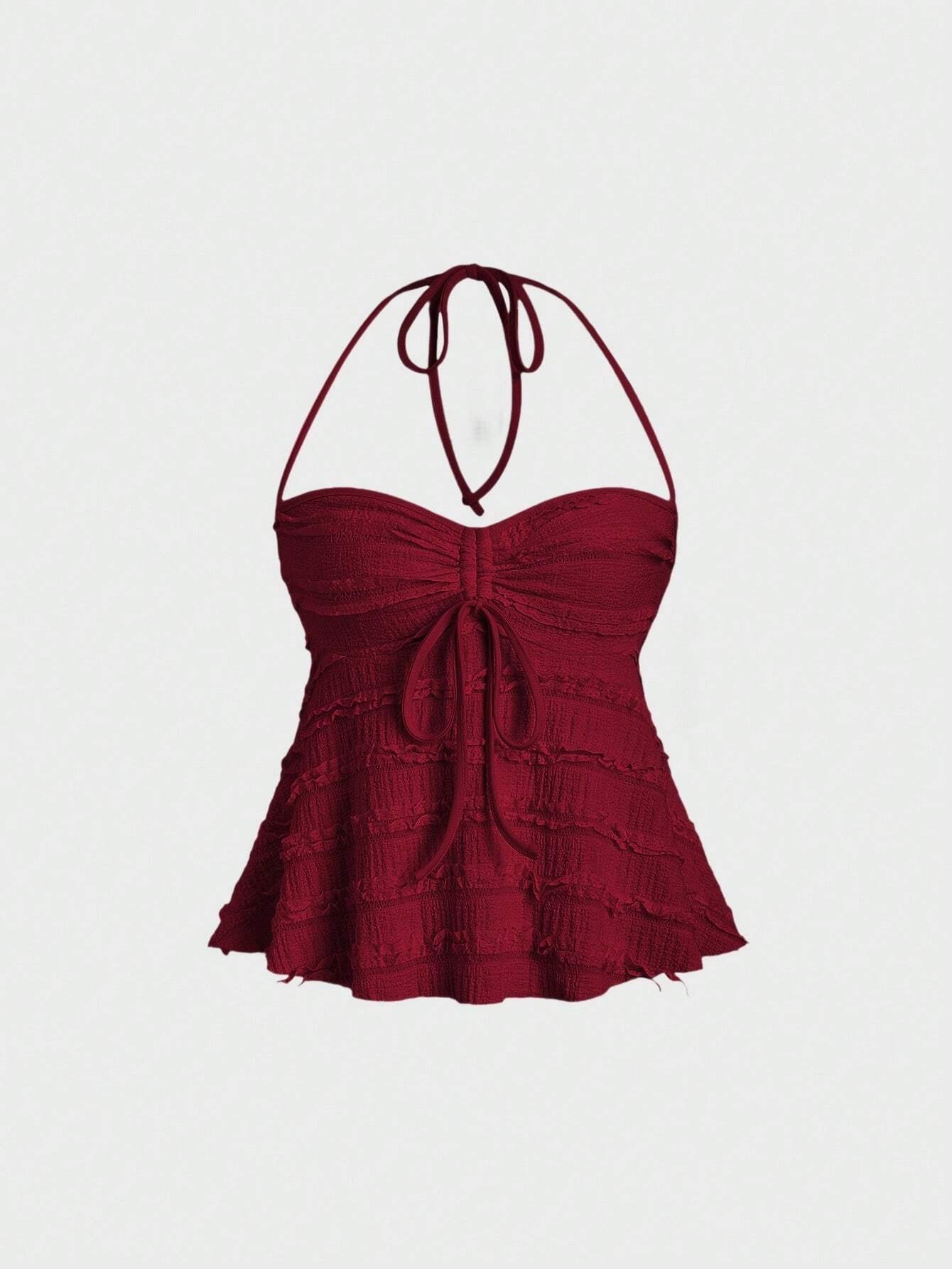 Drawstring Front Halter Top