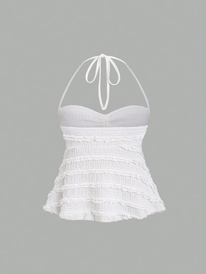 Drawstring Front Halter Top