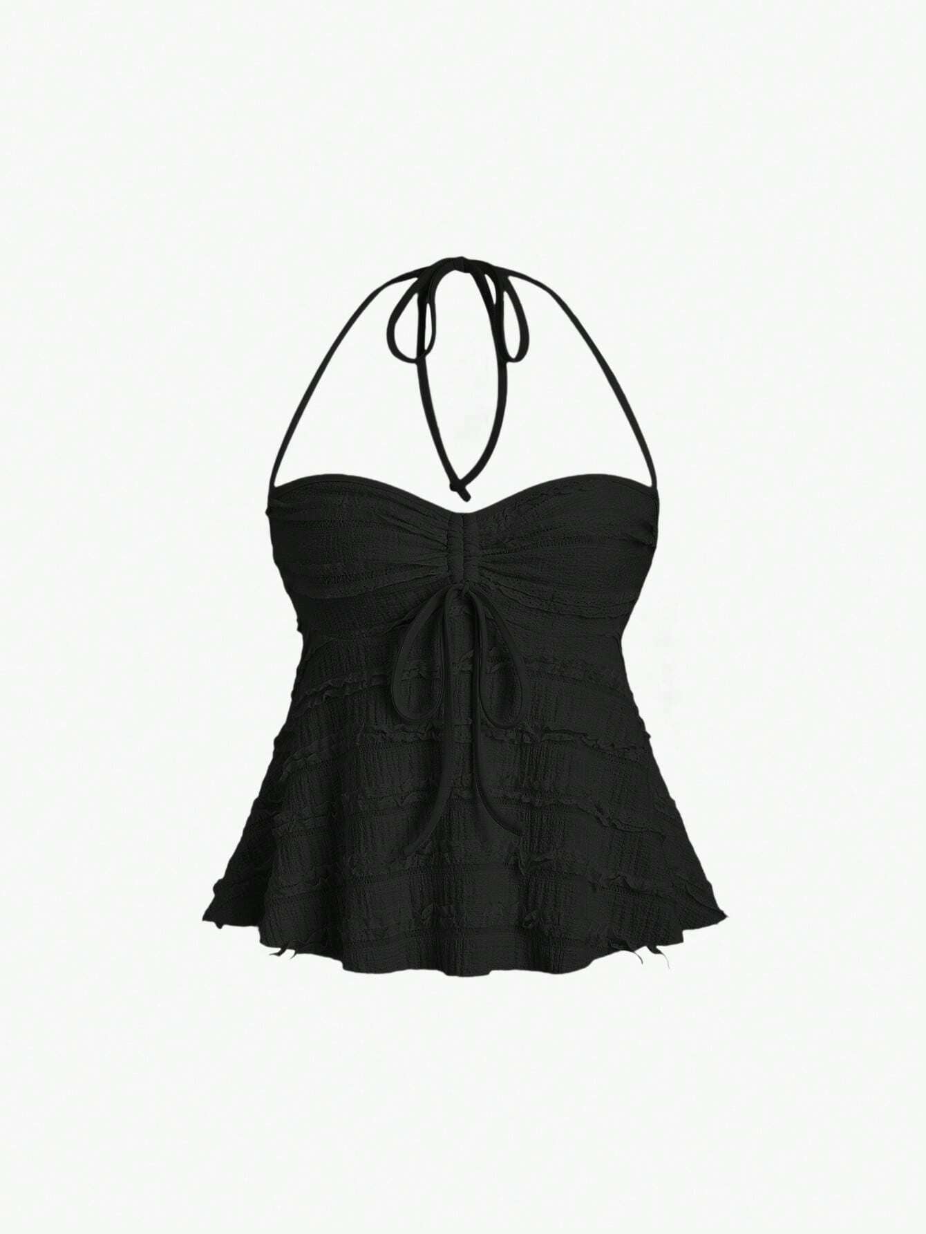 Drawstring Front Halter Top
