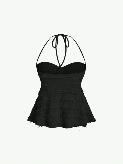 Drawstring Front Halter Top