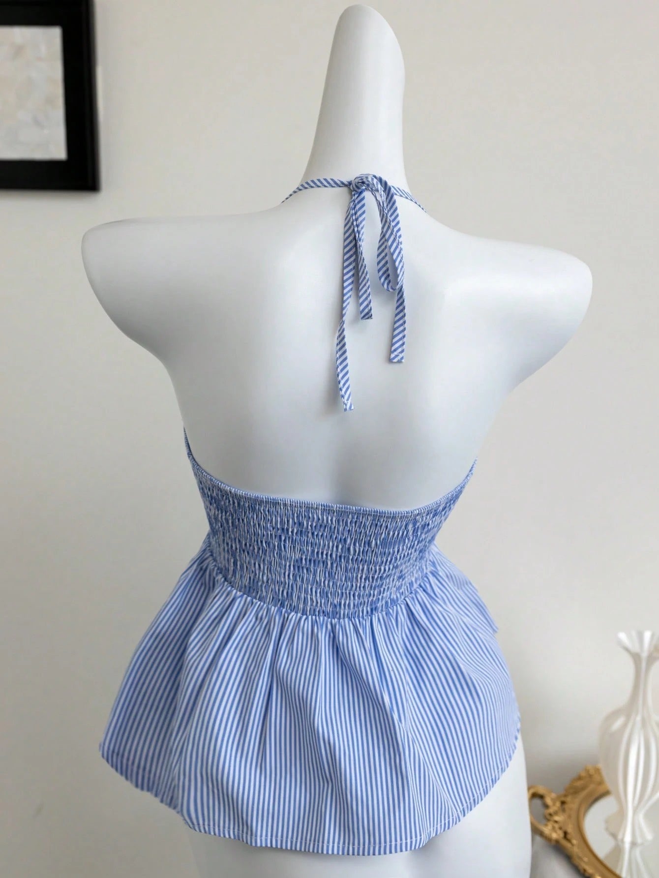 Striped Sleeveless Halter Crop