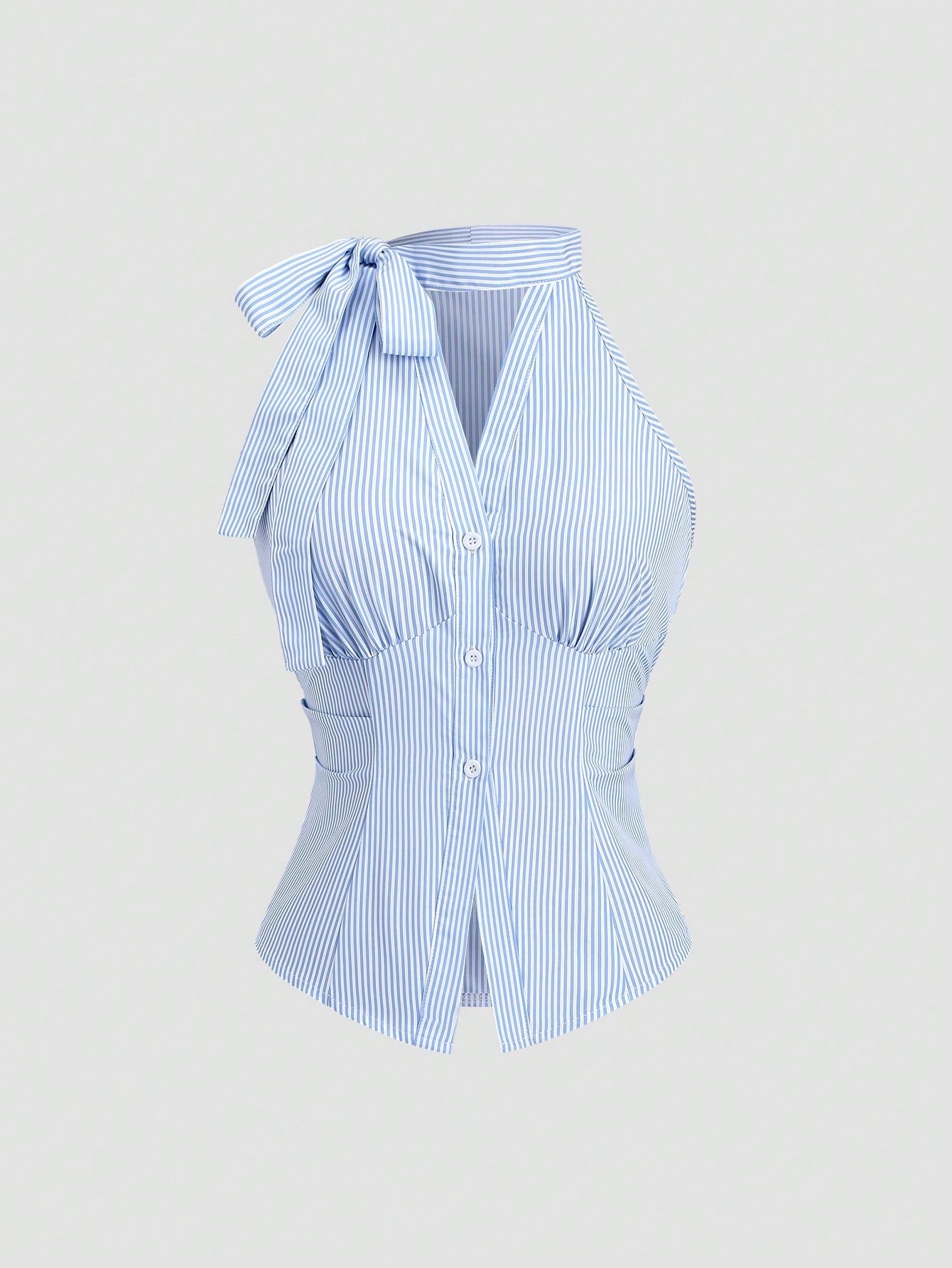 Sleeveless Striped Halter Top
