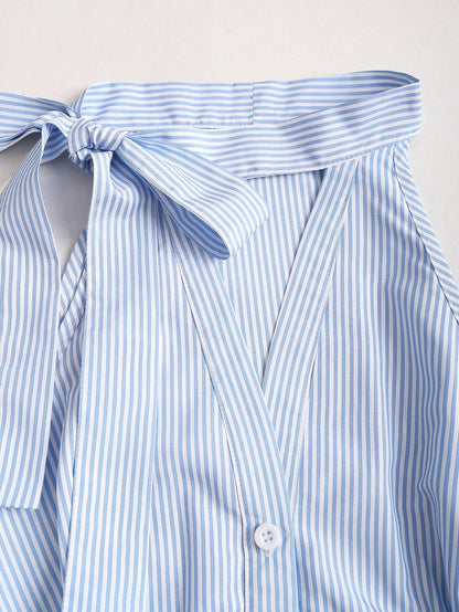Sleeveless Striped Halter Top