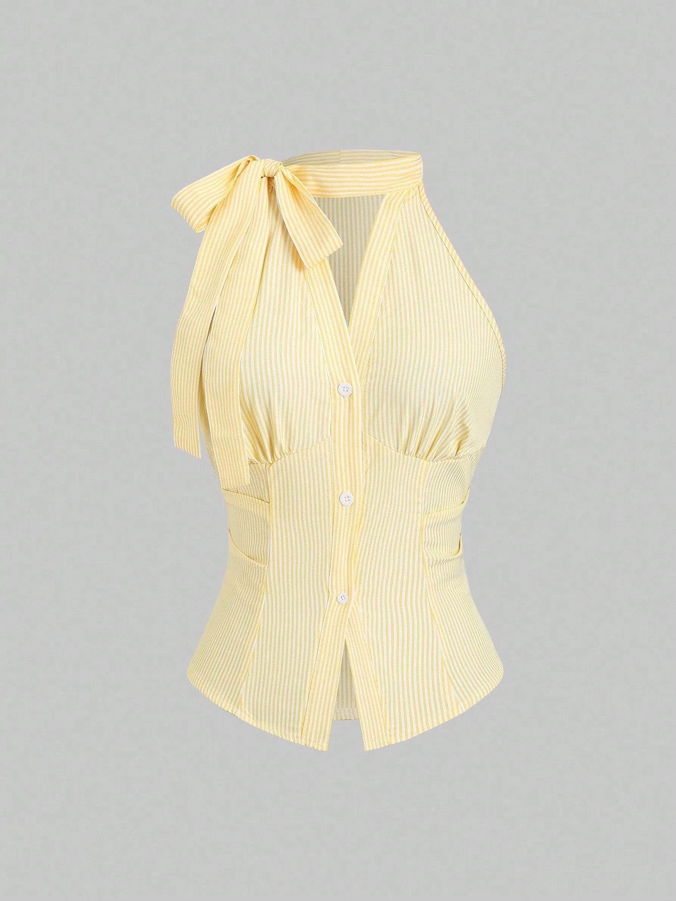 Sleeveless Striped Halter Top