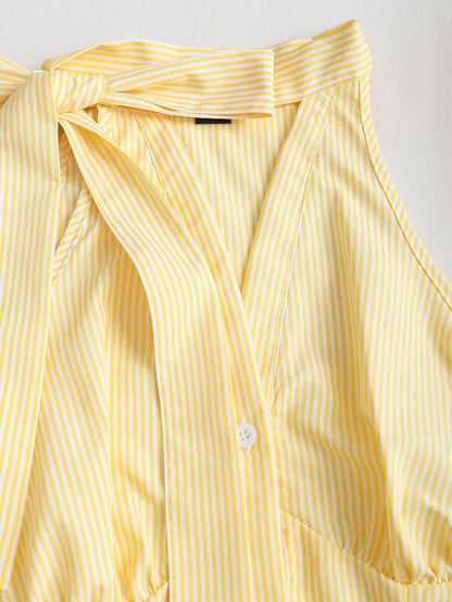 Sleeveless Striped Halter Top