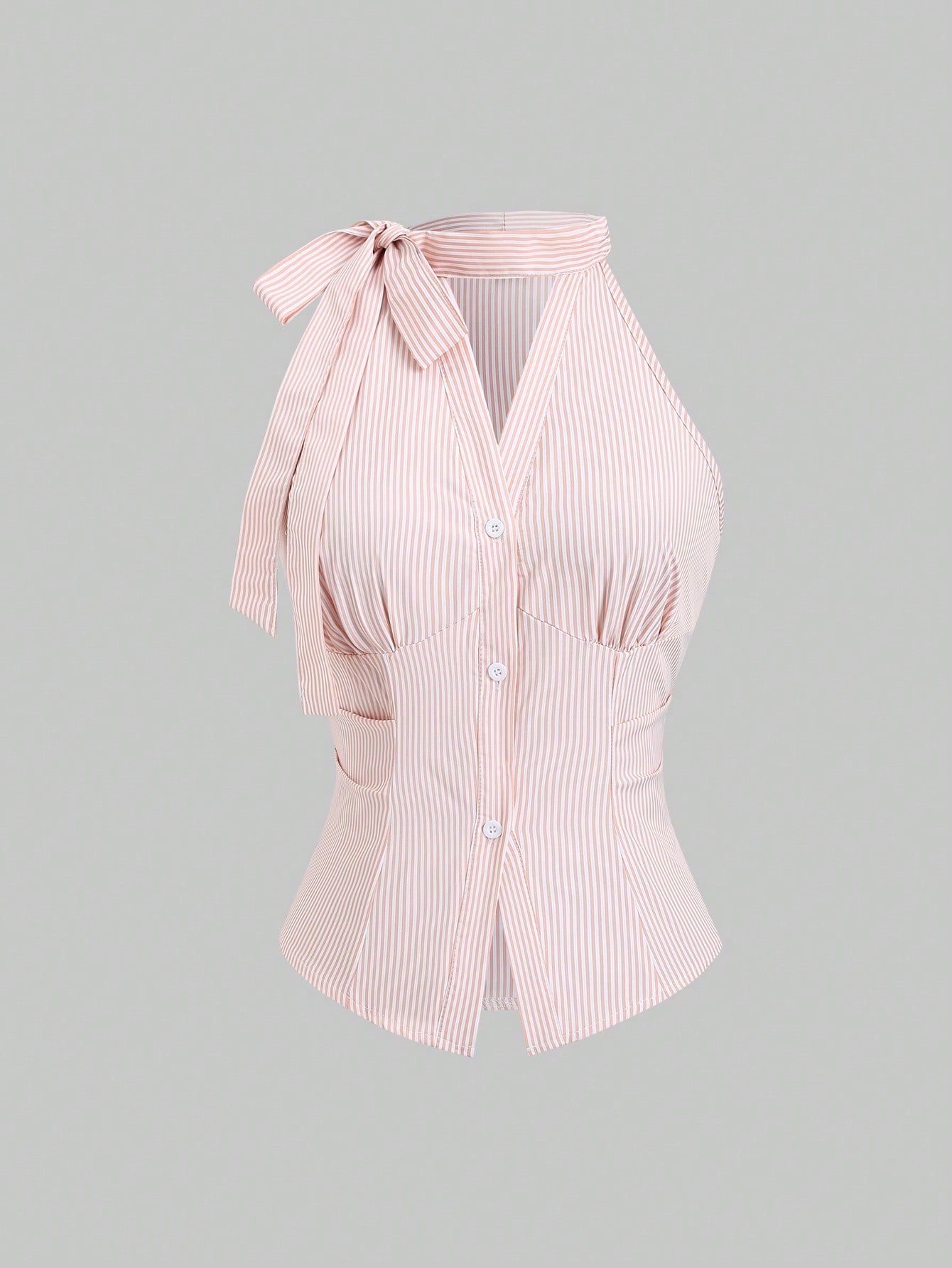 Sleeveless Striped Halter Top