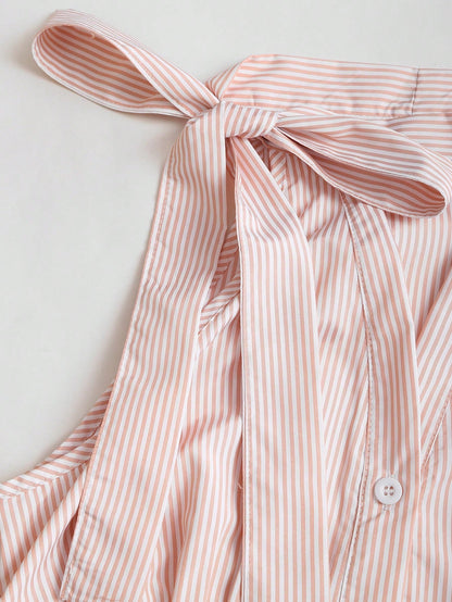 Sleeveless Striped Halter Top