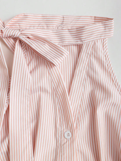 Sleeveless Striped Halter Top