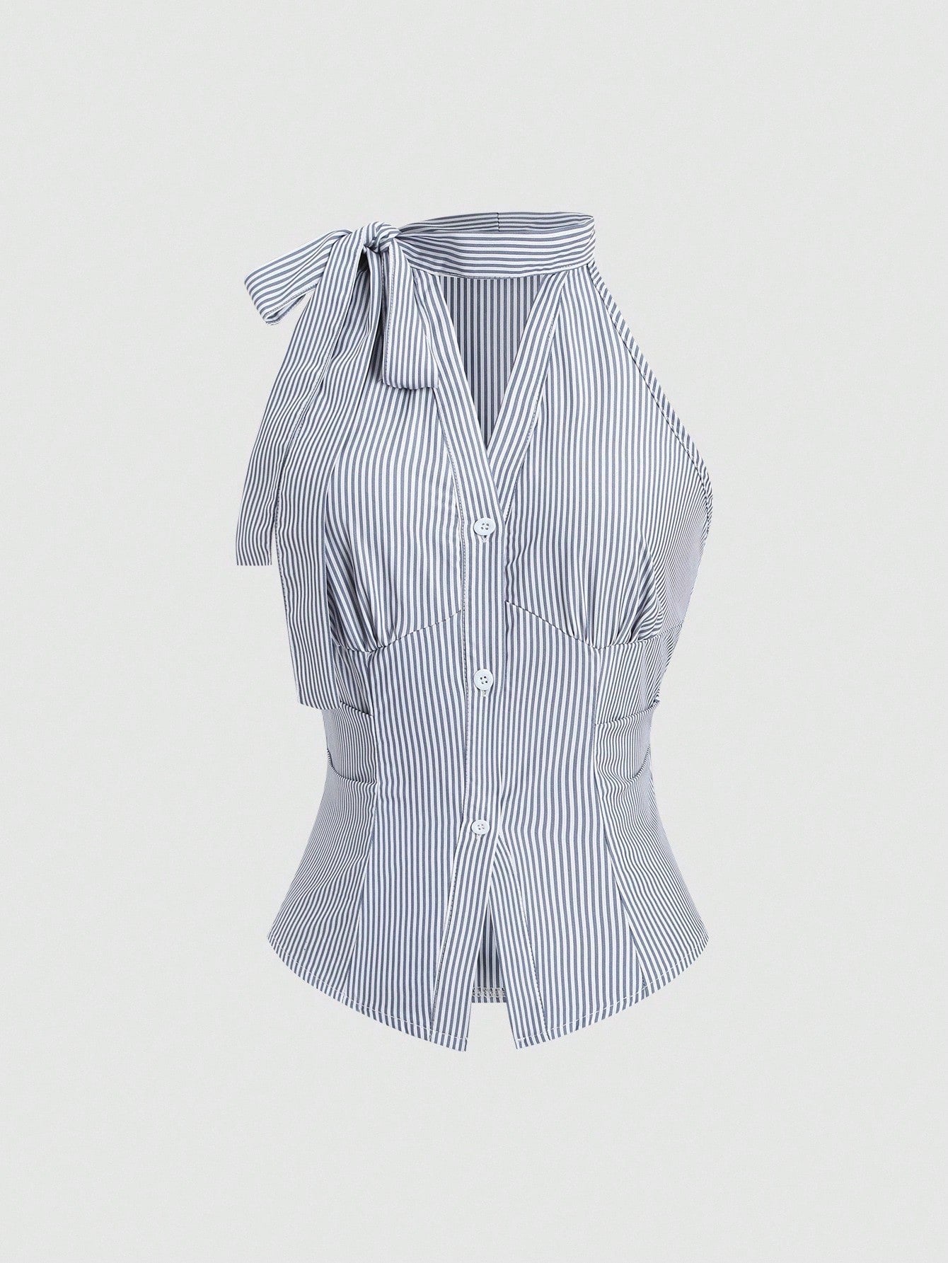 Sleeveless Striped Halter Top