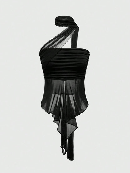 Goth Y2K Ruched Bandeau Top