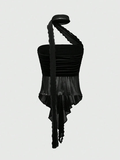 Goth Y2K Ruched Bandeau Top