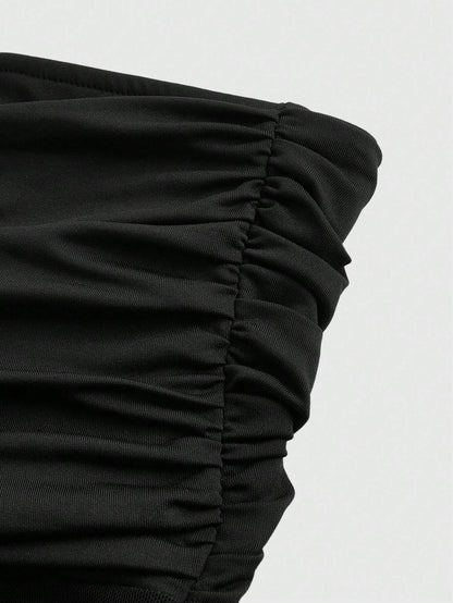Goth Y2K Ruched Bandeau Top