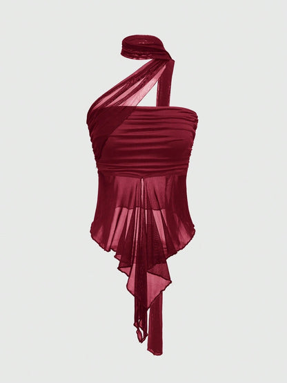 Goth Y2K Ruched Bandeau Top