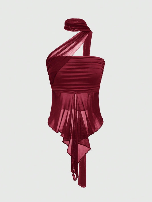 Goth Y2K Ruched Bandeau Top